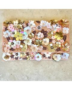 Peach Flowery Beaded Clutch