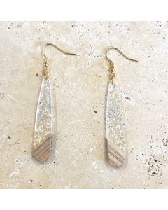 Wooden and Acylic Glitter Earrings