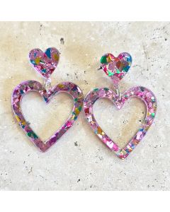 Acrylic Heart multi colour earrings