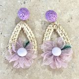 Rattan Earrings Purple