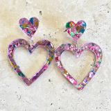 Acrylic Heart multi colour earrings