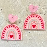 Acrylic Heart Rainbow Earrings