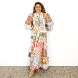 "Sabrina" Tiered Maxi Dress - Patchwork