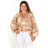 "April Orange Paisley Top 