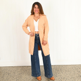 Zoey Camel coloured Cardigan with beige embroidery