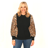 Savannah Black Jumper with Leopard print 