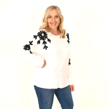 Audrey Cream jumper with black embroidery