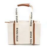 Canvas Tote - Cream/Brown