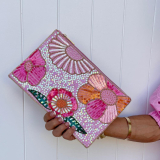 Pink Flower Beaded Clutch