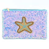 Beaded Clutch with Internal Pocket, Magnetic Clasp & Fabric Back