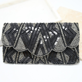 Beaded black and grey clutch