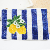 Beaded navy and white stripe with lemons 