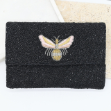 Black Bee Beaded Clutch
