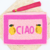 Ciao Pink Beaded Pouch