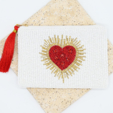 Blooming Heart Beaded Pouch