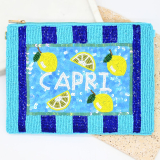 Capri Blue Beaded Clutch