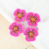 Beaded Pink flower Earrings