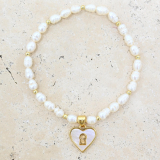 JEY-B  Gold and pearl bracelet with lock