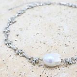 JFD-B-SV  Silver and Pearl Necklace