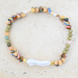 JFJ-B Amber and pearl bracelet