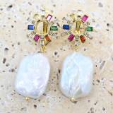 JFS-E-GD Gold and pearl earrings 