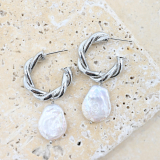 JFW-E-SV Silver and pearl earrings