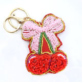 Beaded Cherries keyring