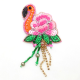 Beaded flamingo brooch
