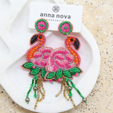 Beaded flamingo earrings