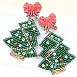 Christmas Tree Beaded Earrings