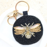 Black Bee Beaded Bag  Charm / Keyring