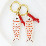 JKO-E-WH  Fish Earrings White