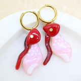 JKU-E  Pink Shell Earrings 