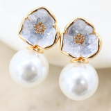 JMX-E-BL  Blue Pearl Earrings