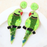 JOW-E  Green Parrot Beaded Earrings