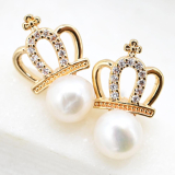 JPA-E  Crown and Pearl  Earrings