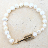 JPB-B  Gold Arrow and Pearl Bracelet