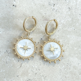 Hoop Earrings with Pearl Circular Charm