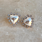 Pearl Diamante Heart Earrings