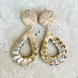 Raffia and Gold Beaded Earrings