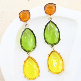 Amber, Green, Yellow Gem Earrings