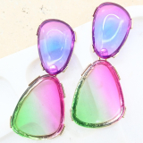 Green, Purple Pink Gem Earrings