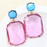 Pink and Blue Gem Earrings