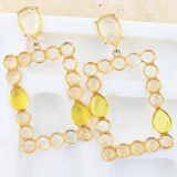 Yellow Rectangle Gem Earrings