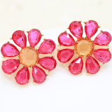 Pink Flower Gem Earrings