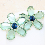 Green Blue Flower Gem Earrings