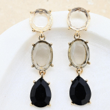 Grey, Black and Clear Gem Earrings