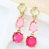 Yellow and Pink Gem Earrings