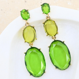 Green Dangle Gem Earrings