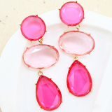 Pink Dangle Gem Earrings